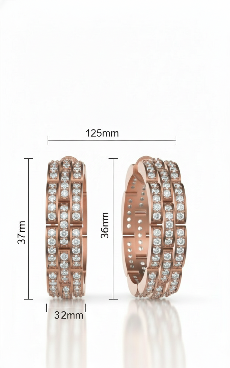 Signature Triple Row Diamond Hoop Earrings