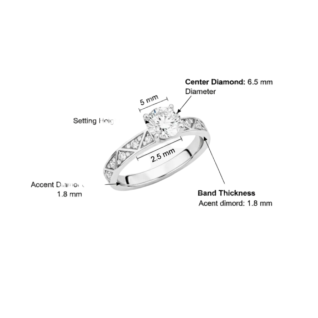 Elegant Mosaic Geometric Pavé Diamond Solitaire Engagement Ring