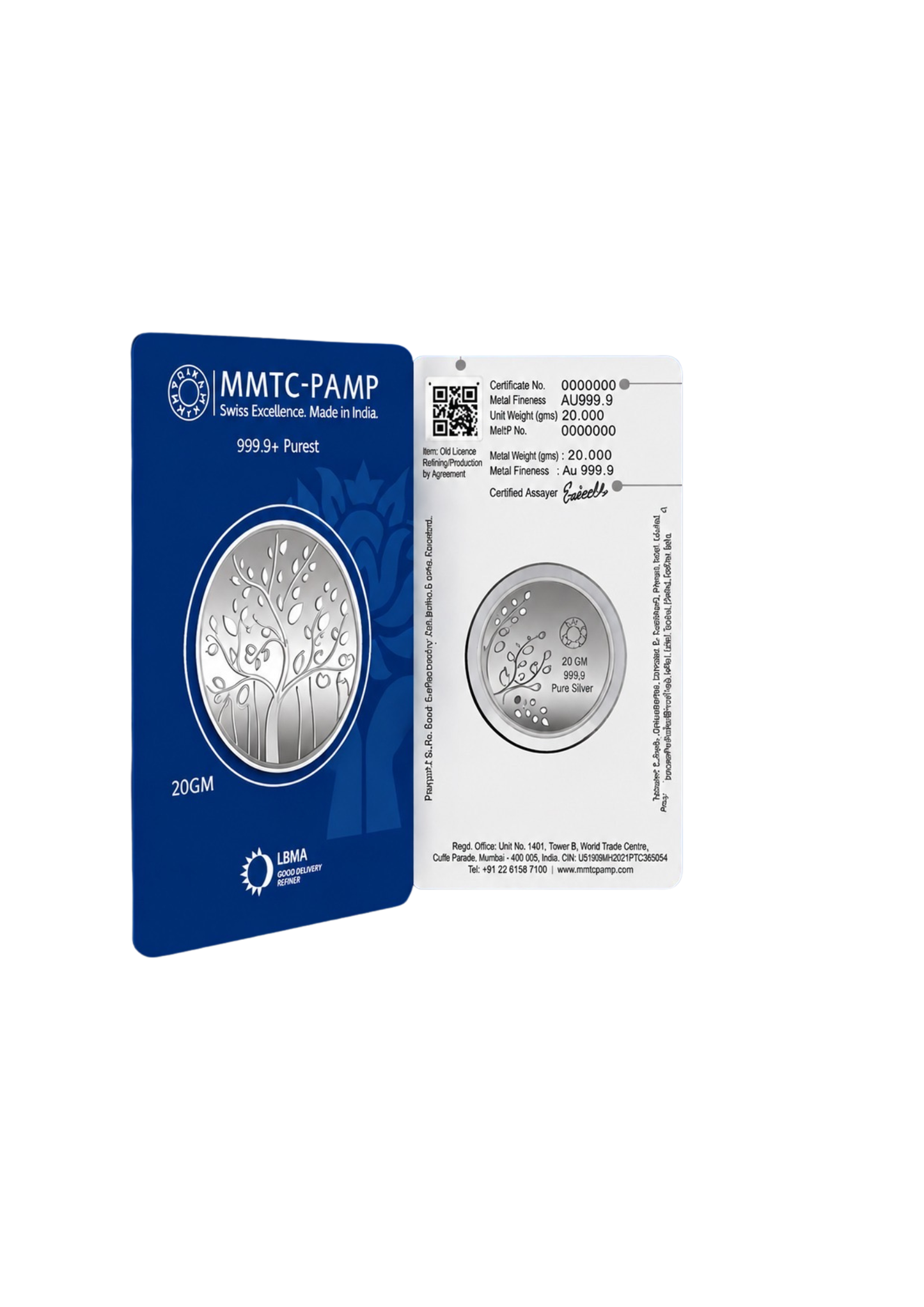 20gm MMTC banyan tree silver coin