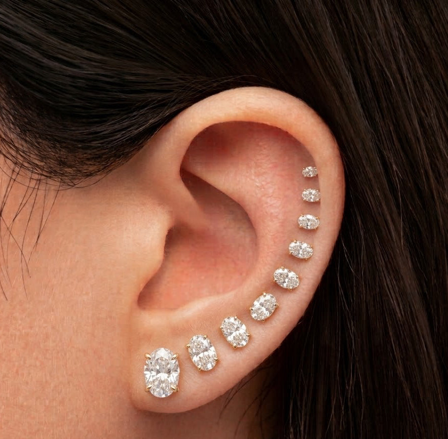 Essential Natural Oval Solitaire Ear tops and Nosepins