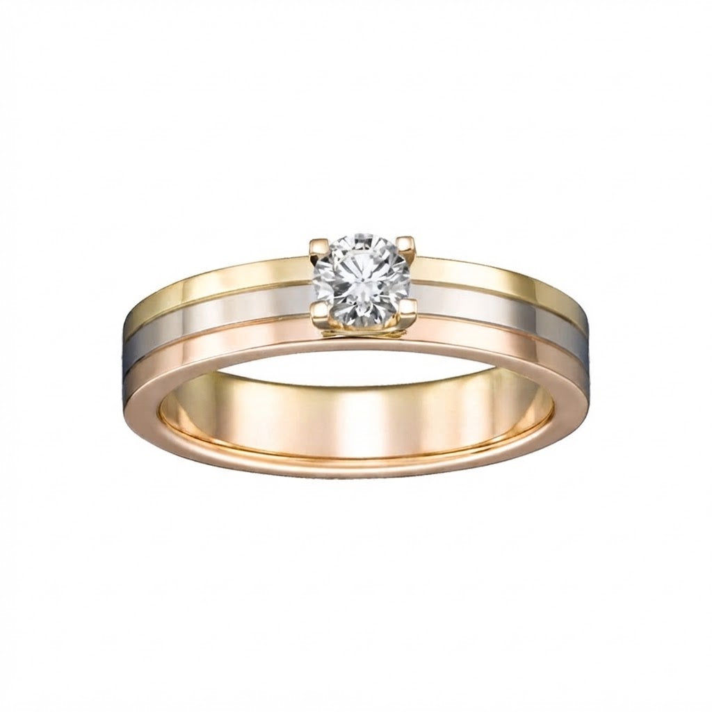 Matte Triple Diamond Colour Fit Wedding Band