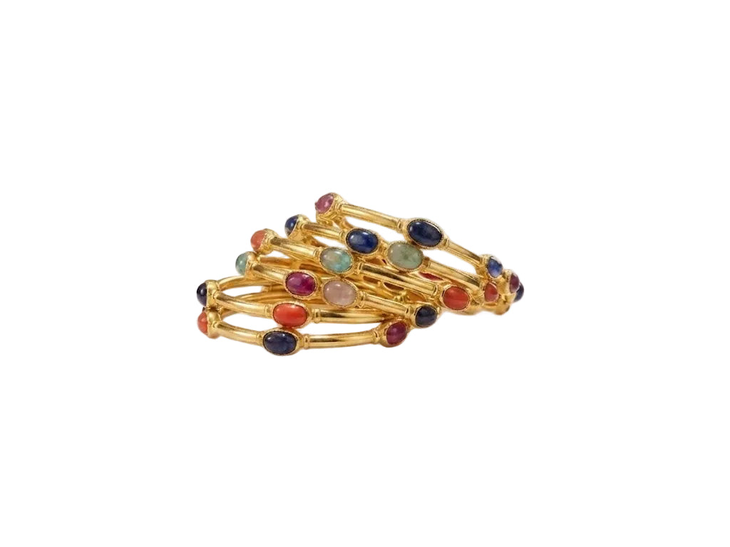 Multi-Stone Gemstone Gold Bangle