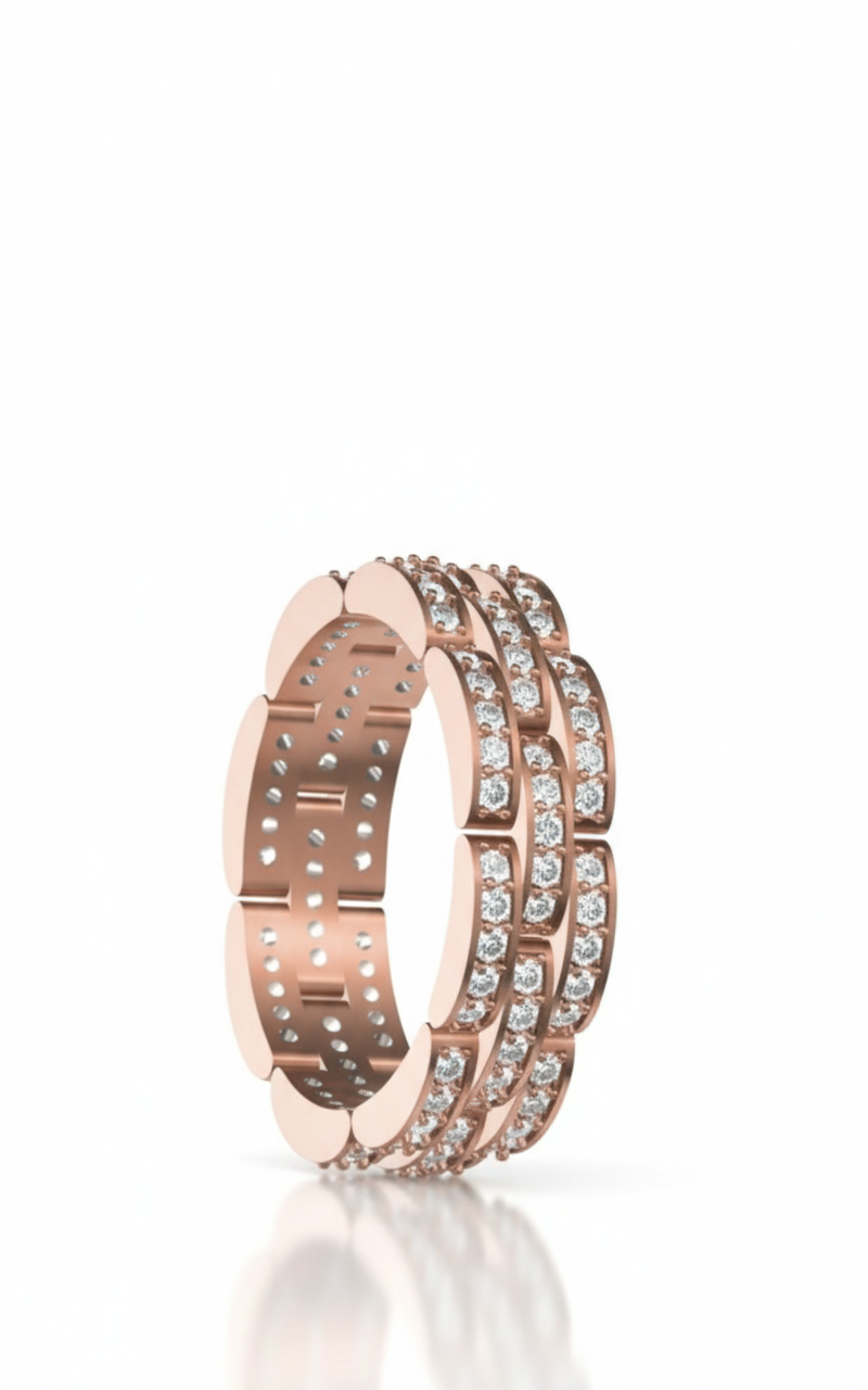 Signature  Stud Pavé Diamond Geometric Band