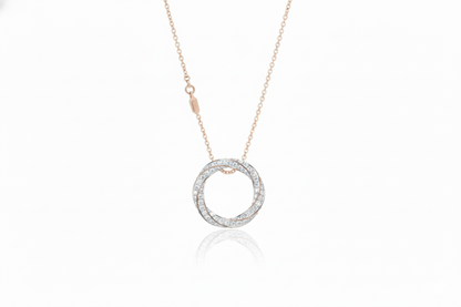 Infinity Twist Pavé Diamond Circle Pendant Necklace