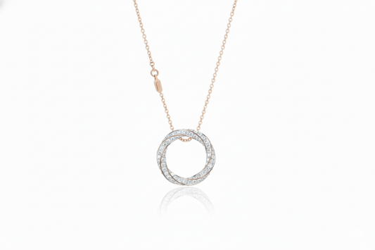 Infinity Twist Pavé Diamond Circle Pendant Necklace