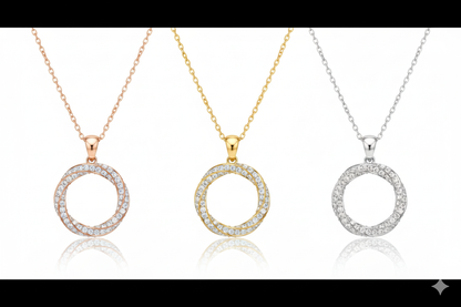Infinity Twist Pavé Diamond Circle Pendant Necklace
