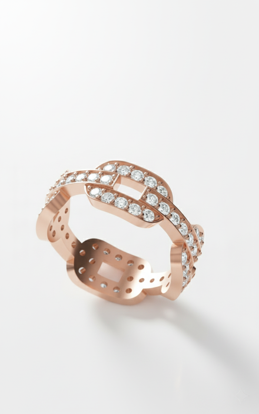 14k Elegant Criss-Cross Diamond Ring