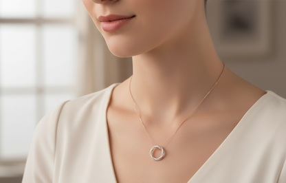 Infinity Twist Pavé Diamond Circle Pendant Necklace