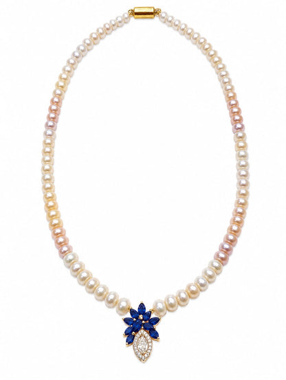 The Pearl & Ruby Blossom Drop Necklace