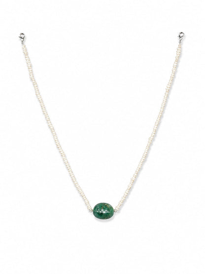 The Lumina Emerald-Core Seed Pearl Choker