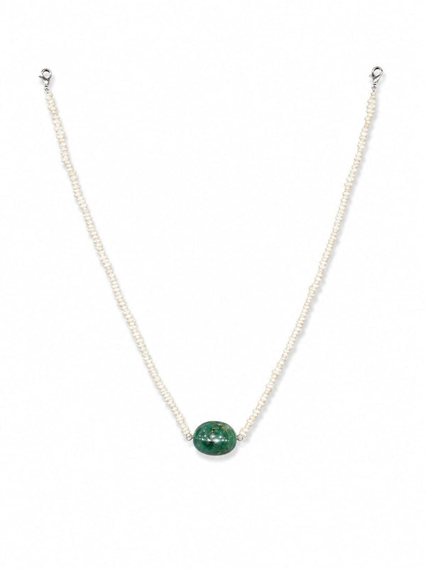 The Lumina Emerald-Core Seed Pearl Choker