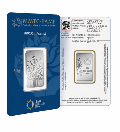 50gm MMTC banyan tree silver coin