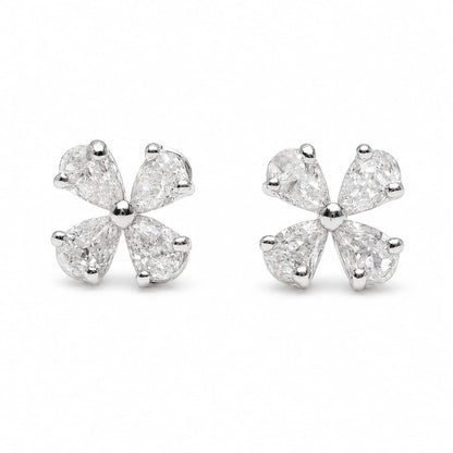 Petal Bloom Diamond Clover Stud Earrings