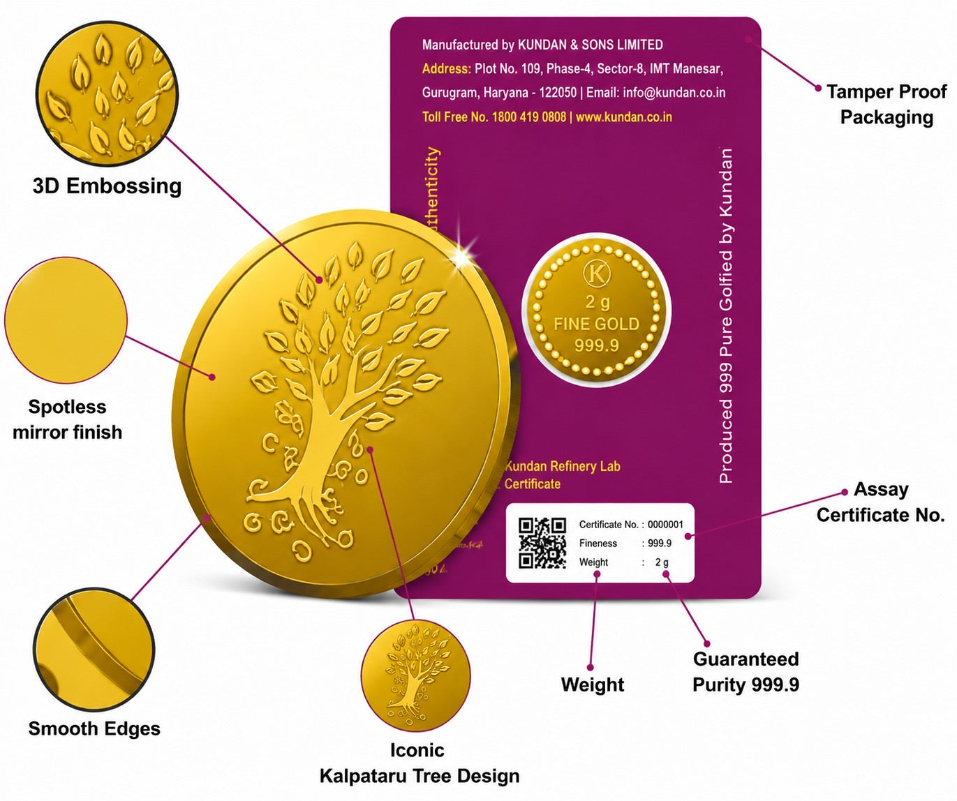 2 GM KUNDAN KALAPATRU TREE GOLD COIN
