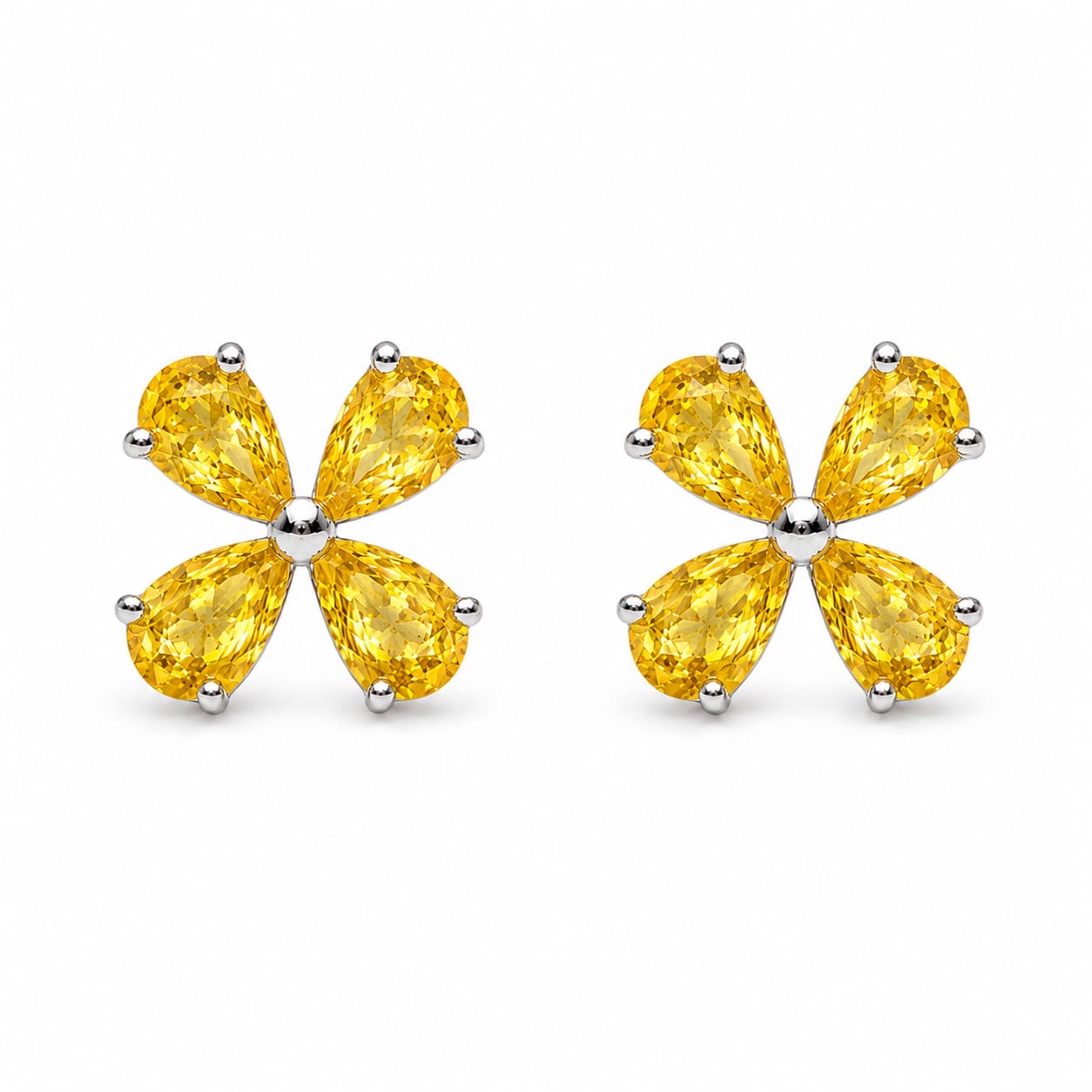 Petal Bloom Diamond Clover Stud Earrings