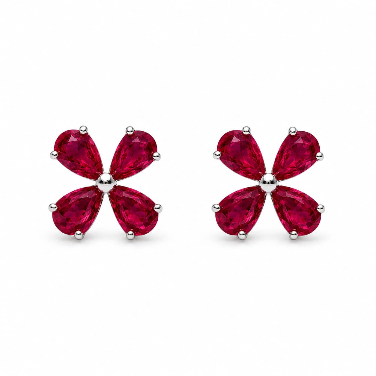 Petal Bloom Diamond Clover Stud Earrings