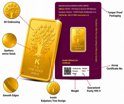 5 GM KUNDAN KALAPATRU TREE GOLD COIN