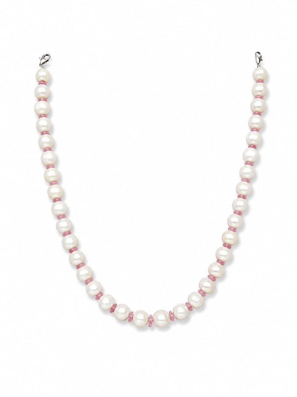 The Lumina Crimson-Rhythm Classic Pearl Necklace