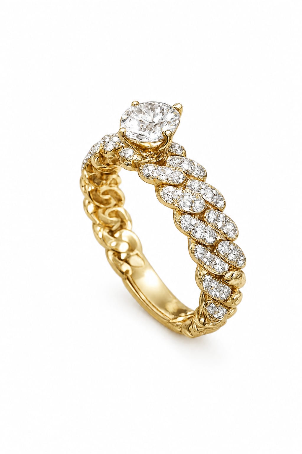 Cubain Pave Solitaire Ring