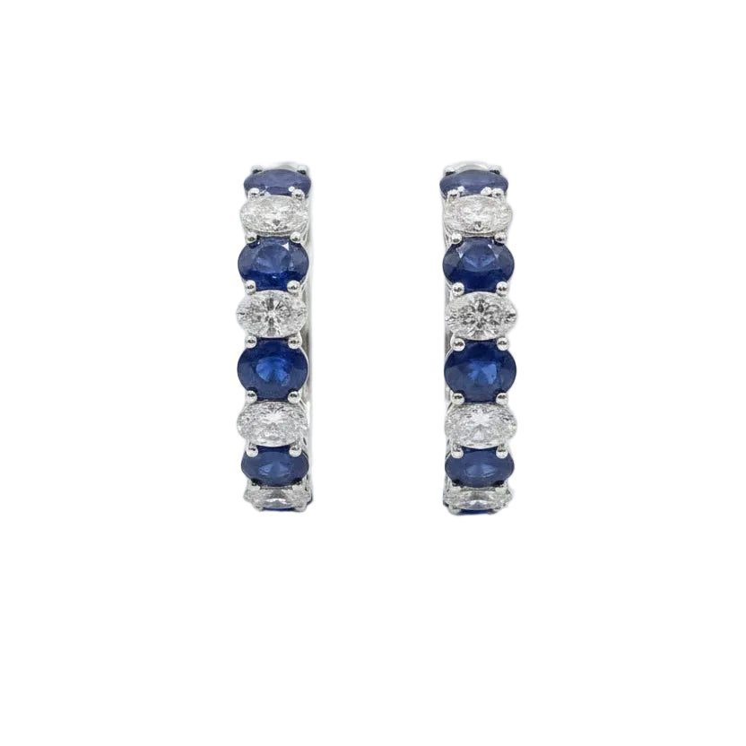 The Aura Twilight Sapphire & Diamond Curved Drop Earrings