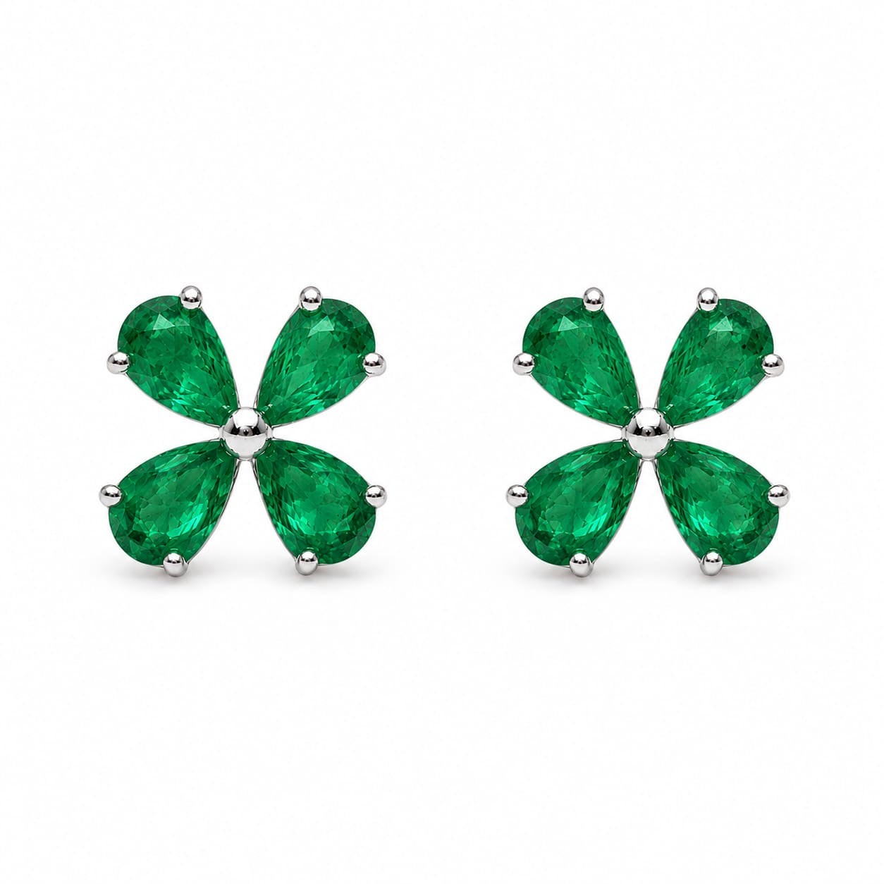 Petal Bloom Diamond Clover Stud Earrings