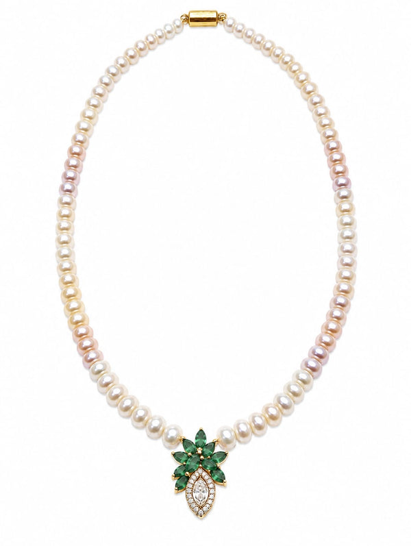 The Pearl & Ruby Blossom Drop Necklace