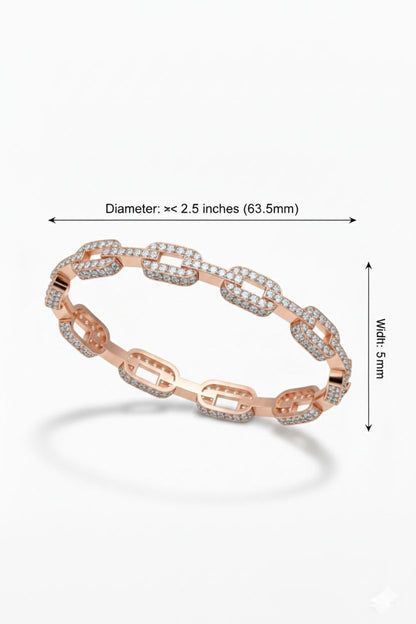 14K Gold Diamonds Chain-Link Bangle Bracelet