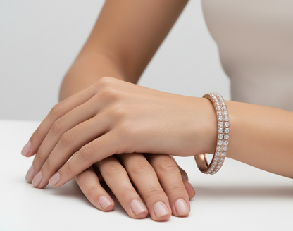Pyramid Stud Pavé Diamond Bangle Bracelet