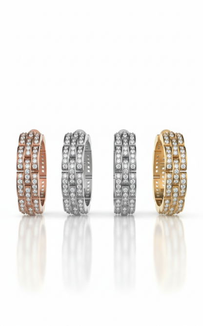 Signature  Triple Row Diamond Hoop Earrings