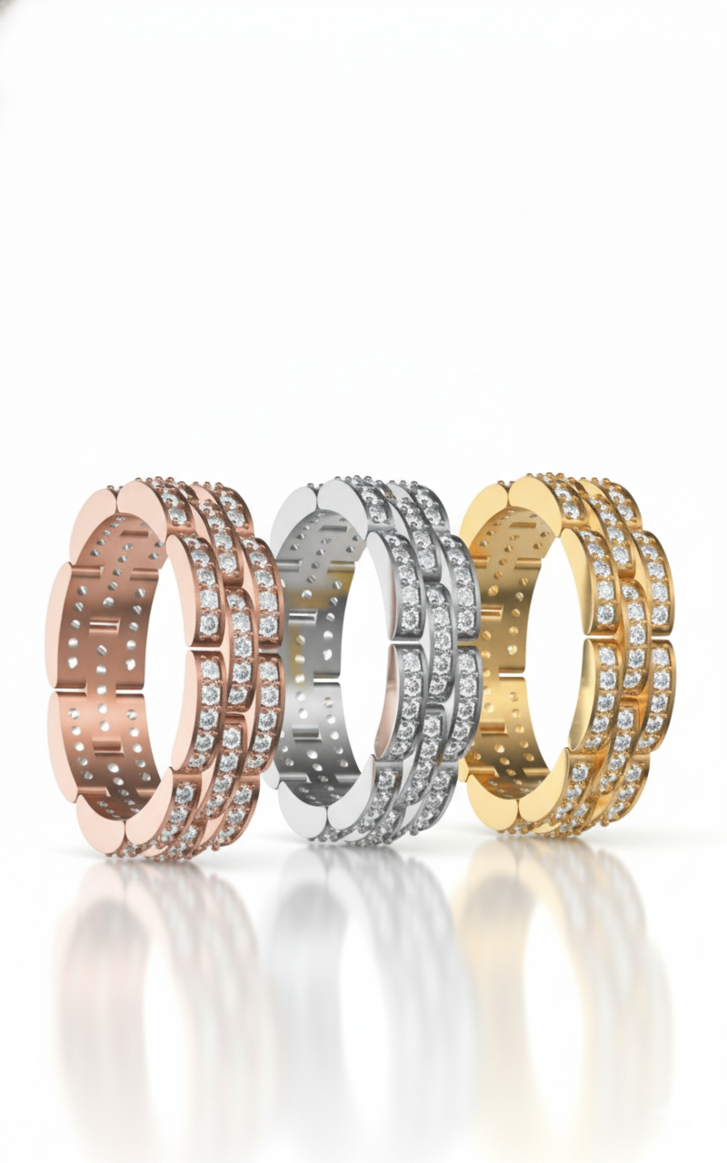 Signature  Stud Pavé Diamond Geometric Band