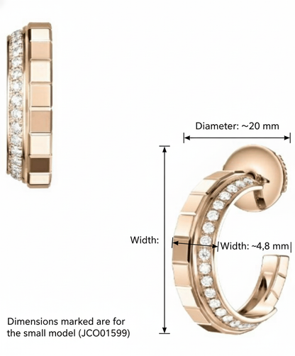 14K Geometric Segmented Diamond Hoop Earring