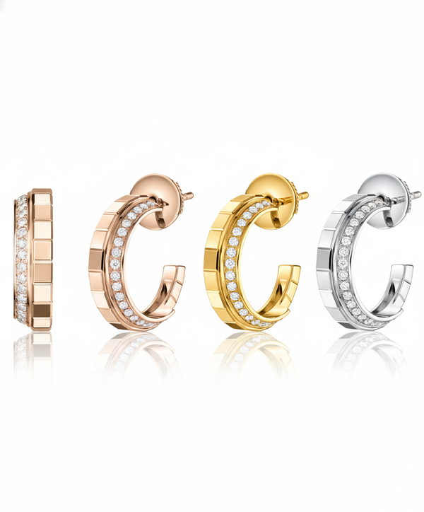 Geometric Segmented Diamond Hoop Earring
