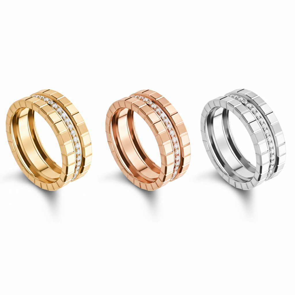 14k Geometric-Diamond-Accent-Band