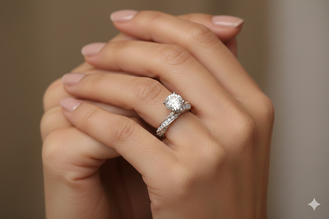 Infinity Twist Diamond Solitaire Ring