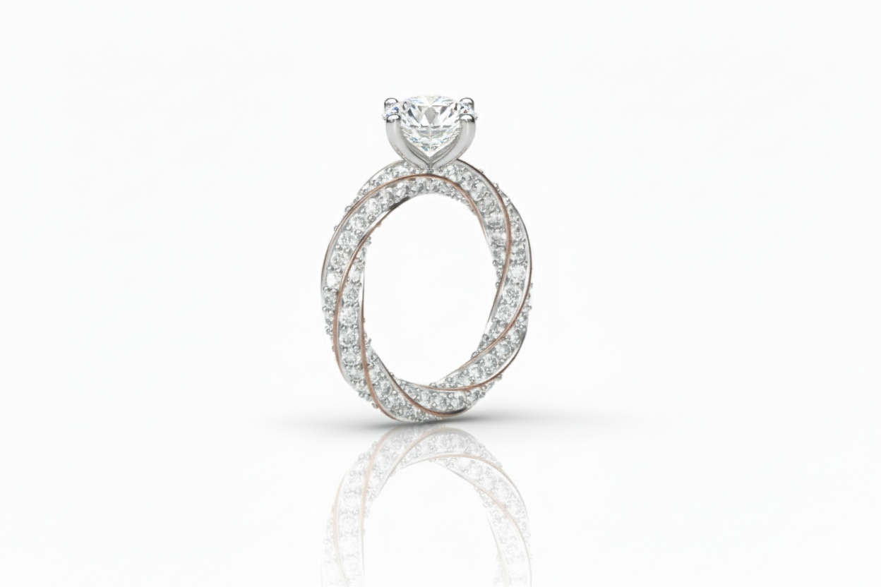 Infinity Twist Diamond Solitaire Ring