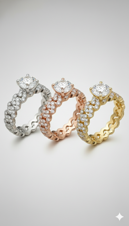 14k Cubain Pave Solitaire Ring