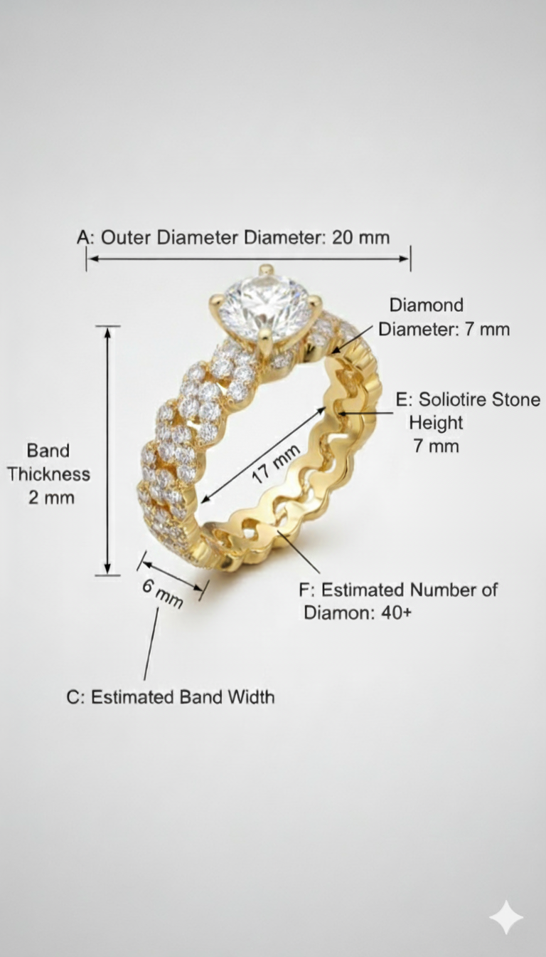 14k Cubain Pave Solitaire Ring
