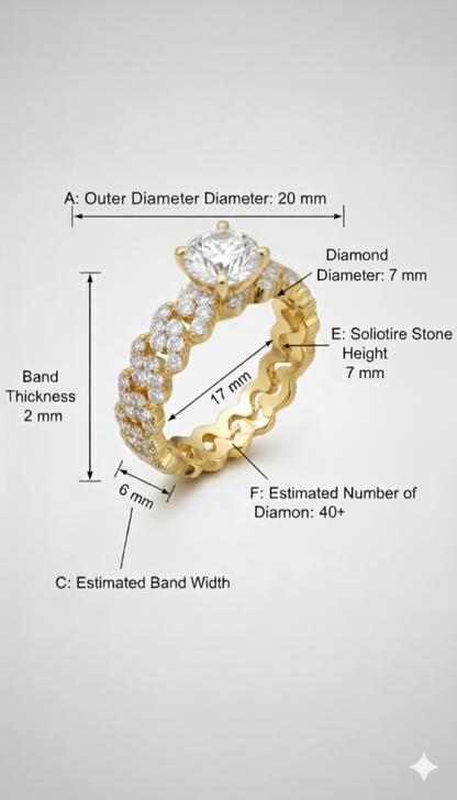 14k Cubain Pave Solitaire Ring