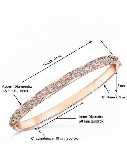 Elegant Rose Gold Diamond-Cut Pattern Bangle