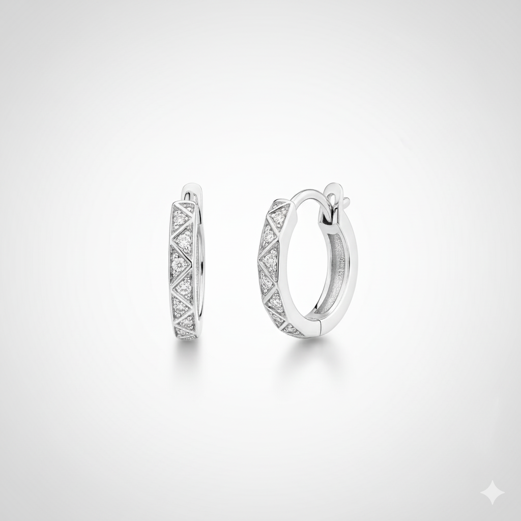 Elegant Diamond Pattern Hoop Earrings