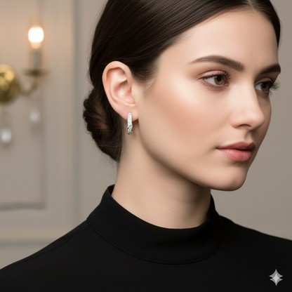 Elegant Diamond Pattern Hoop Earrings