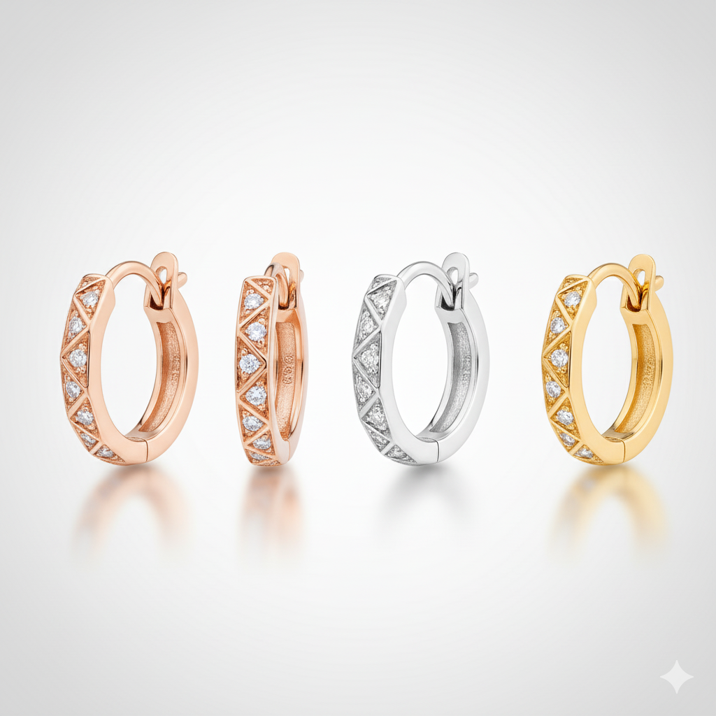 Elegant Diamond Pattern Hoop Earrings