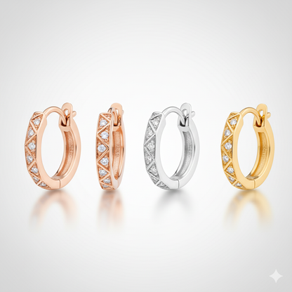 Elegant Diamond Pattern Hoop Earrings