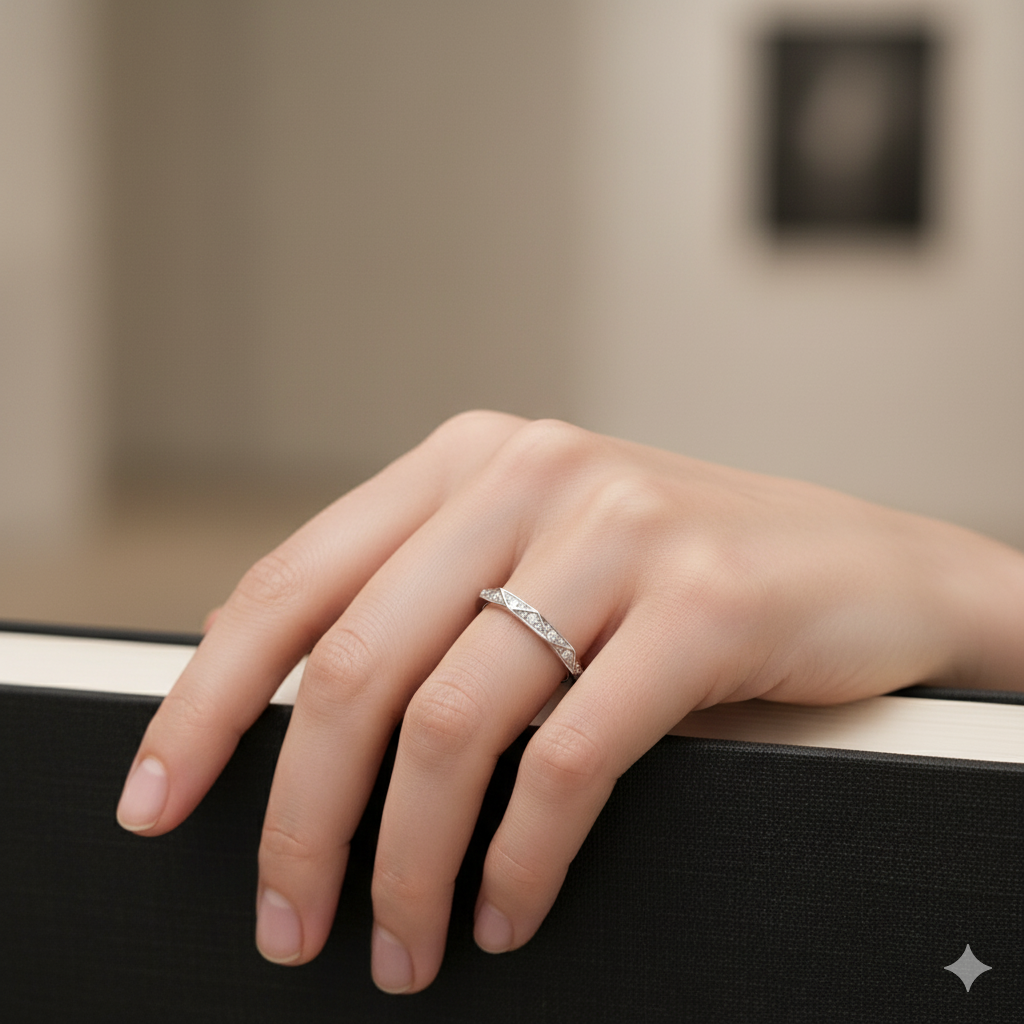 Elegant Geometric Diamond Band Ring