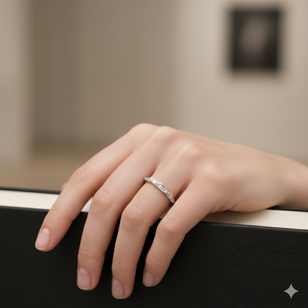 Elegant Geometric Diamond Band Ring