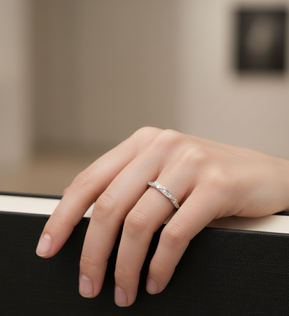 Elegant Geometric Diamond Band Ring