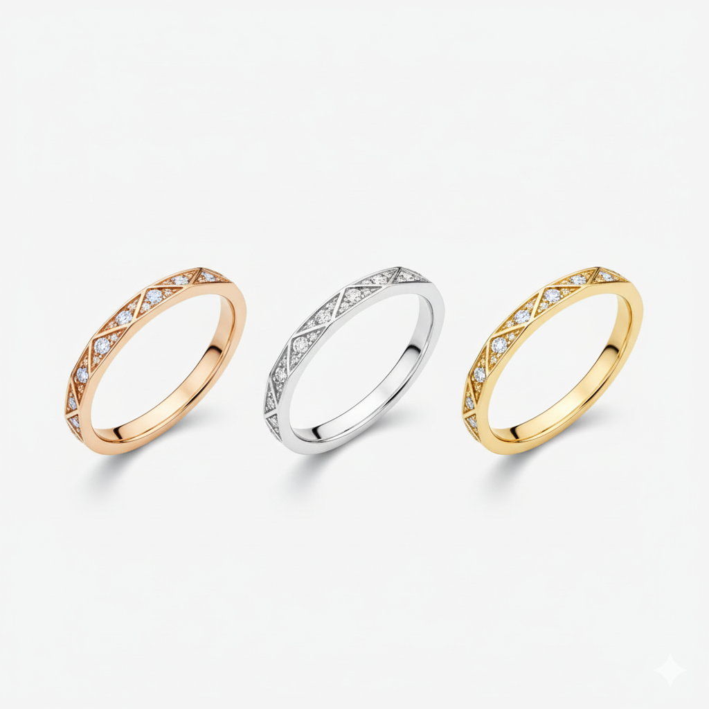 Elegant Geometric Diamond Band Ring
