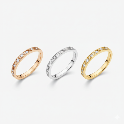 Elegant Geometric Diamond Band Ring