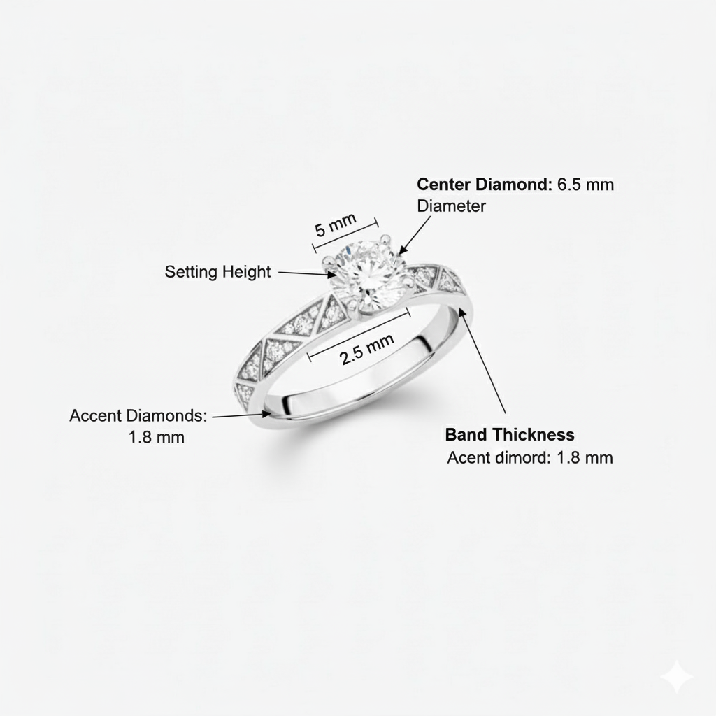 Elegant  Mosaic Geometric Pavé Diamond Solitaire Engagement Ring