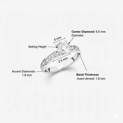 Elegant  Mosaic Geometric Pavé Diamond Solitaire Engagement Ring